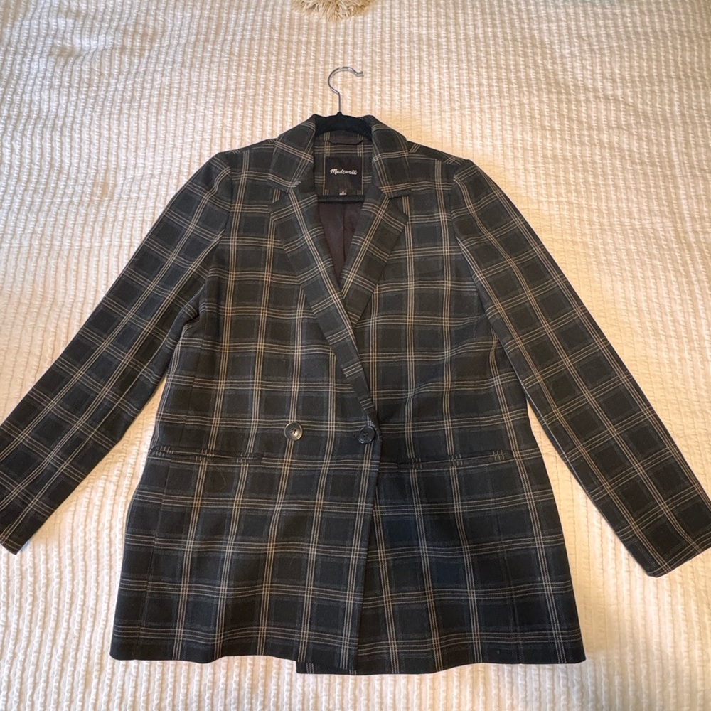 Black brown and gray Plaid Women's Jacket
